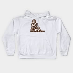 Afrocentric Woman Wooden Carving Kids Hoodie